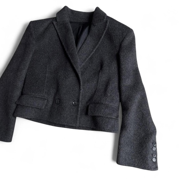 Maria Cher cropped wool alpaca blazer double breasted structured shoulder XS - Picture 2 of 7